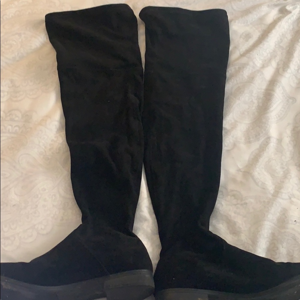 Thigh high suede boots